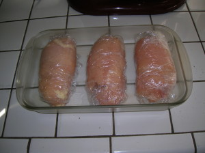 wrapped uncooked chicken