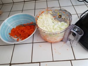 diced cabbage carrots