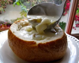 bread bowl with chowder