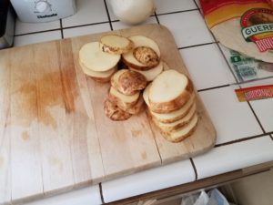 raw potatoes cut up